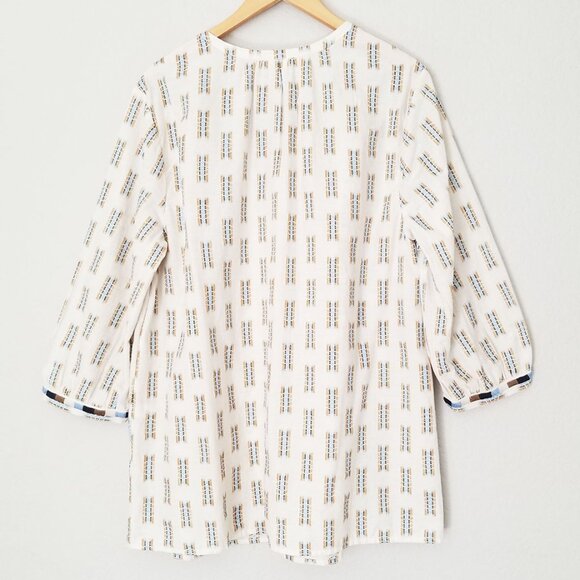 Pure Jill J. Jill Easy Button Front Boho Embroidered 3/4 Sleeve Blouse XL Cream - Picture 5 of 16